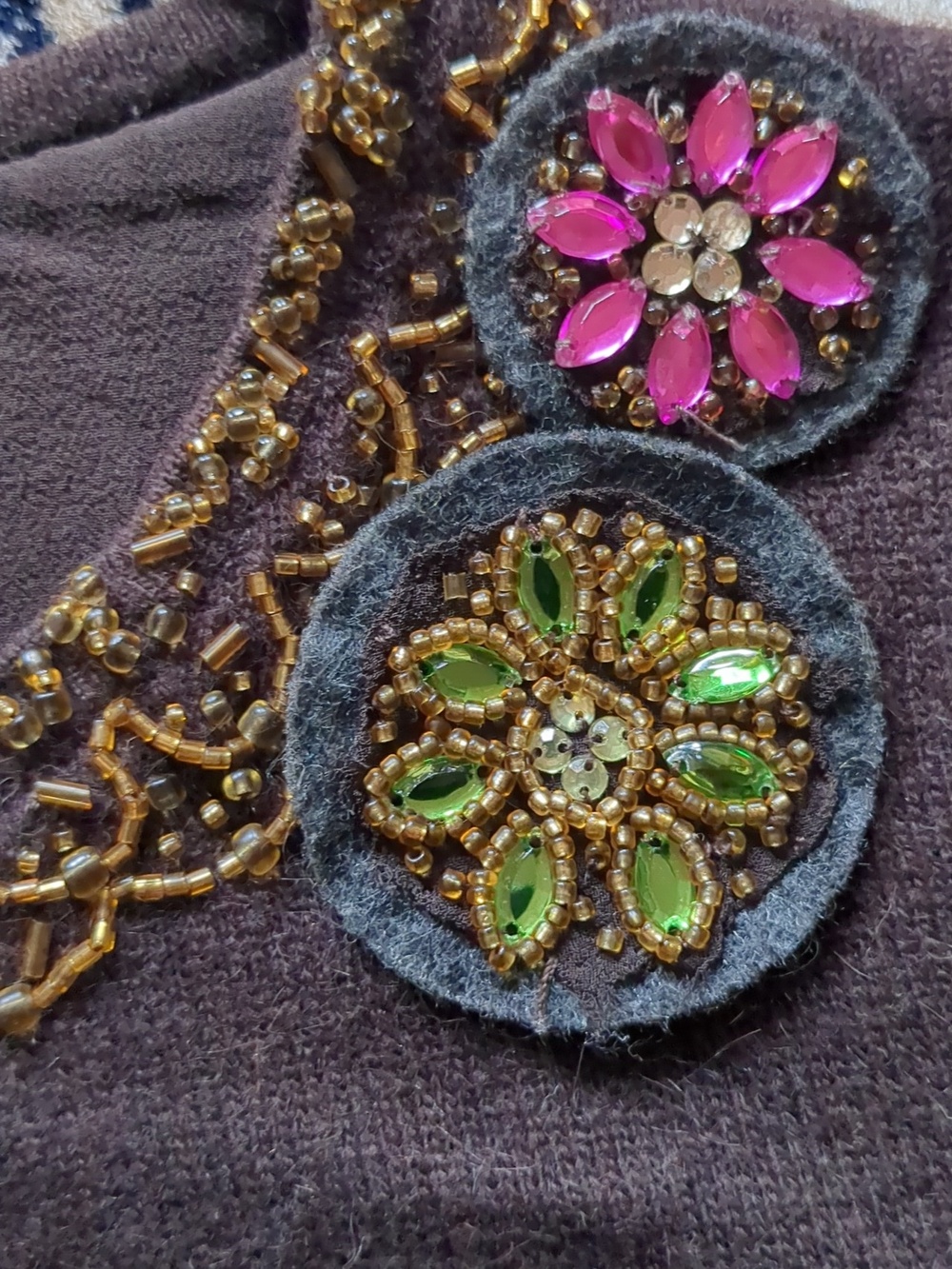 Vintage Y2K Dex Cashmere Blend Cardigan With Beaded Floral Brooch Embroidery